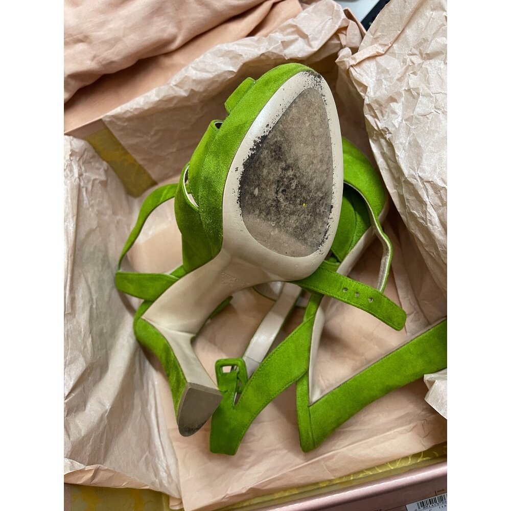 Miu Miu Green Suede Platform sandals Sz EU 39.5 US 9.5 - Picture 6 of 16